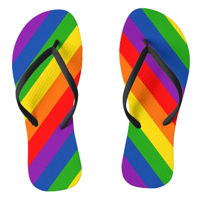 Rainbow LGBTQ+ Pride Flag, Gay Pride Colours Flip Flops (Footbed)