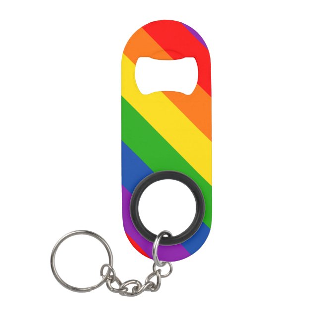 Rainbow LGBTQ+ Pride Flag, Gay Pride Colours Keychain Bottle Opener (Front)