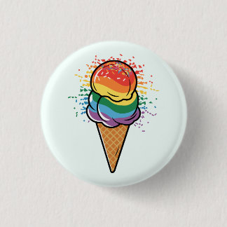 Rainbow LGBTQ+ Pride Ice Cream 1 Inch Round Button