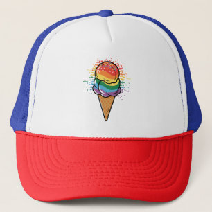 Rainbow LGBTQ+ Pride Ice Cream Trucker Hat