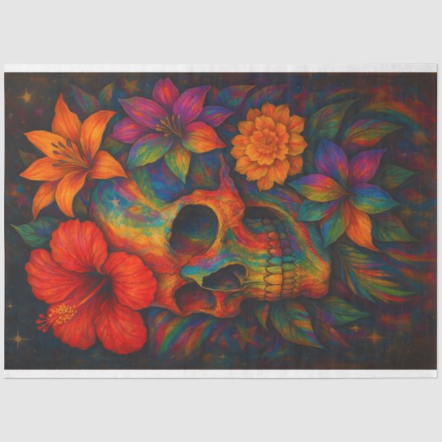 Rainbow LGBTQ Pride Skull Decoupage Paper (Front)