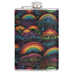 Rainbow LGBYQ Design Hip Flask