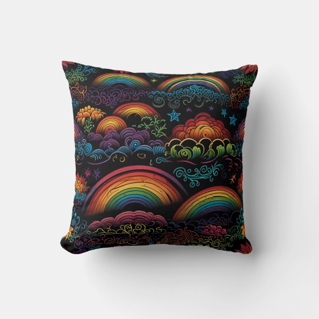 Rainbow LGBYQ Design Throw Pillow (Front)