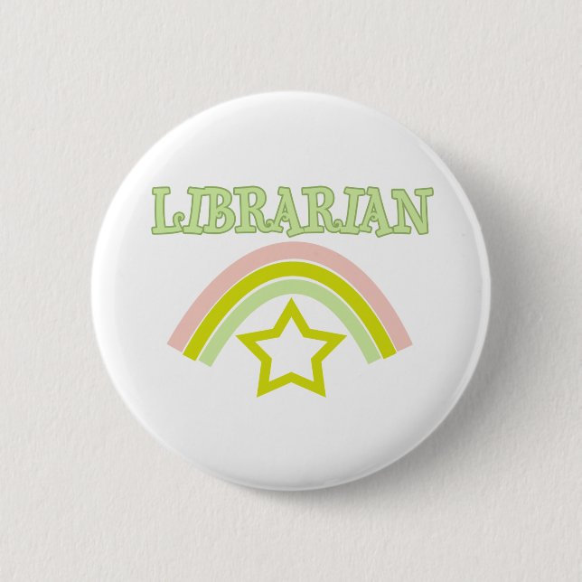 Rainbow Librarian 2 Inch Round Button (Front)