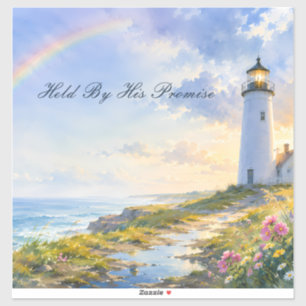 Rainbow Lighthouse Coastal Watercolor