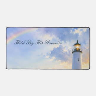 Rainbow Lighthouse Coastal Watercolor Desk Mat
