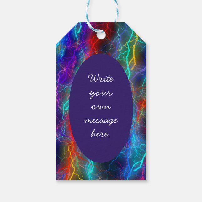 Rainbow Lightning Custom Text Gift Tags (Front)