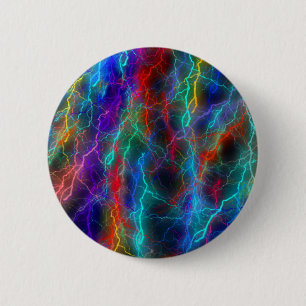 Rainbow Lightning Storm 2 Inch Round Button