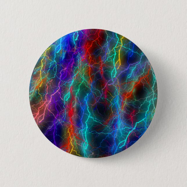Rainbow Lightning Storm 2 Inch Round Button (Front)