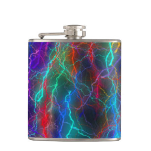 Rainbow Lightning Storm Hip Flask