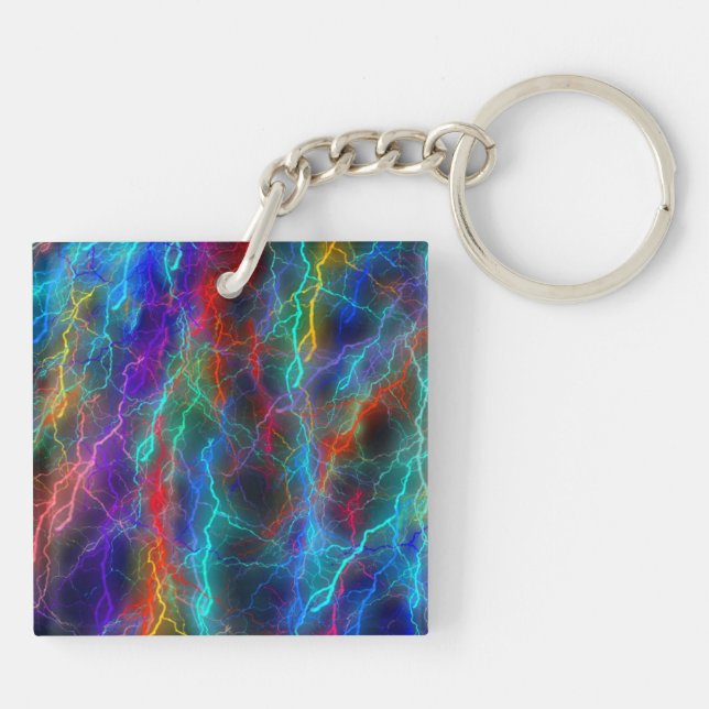 Rainbow Lightning Storm Keychain (Back)