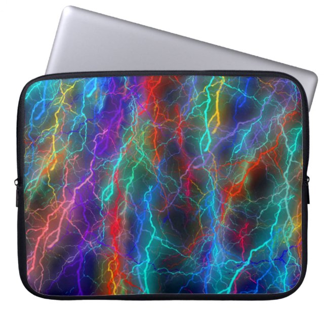 Rainbow Lightning Storm Laptop Sleeve (Front)
