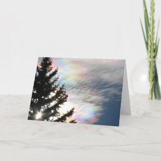 Rainbow lights in cloud thank you card