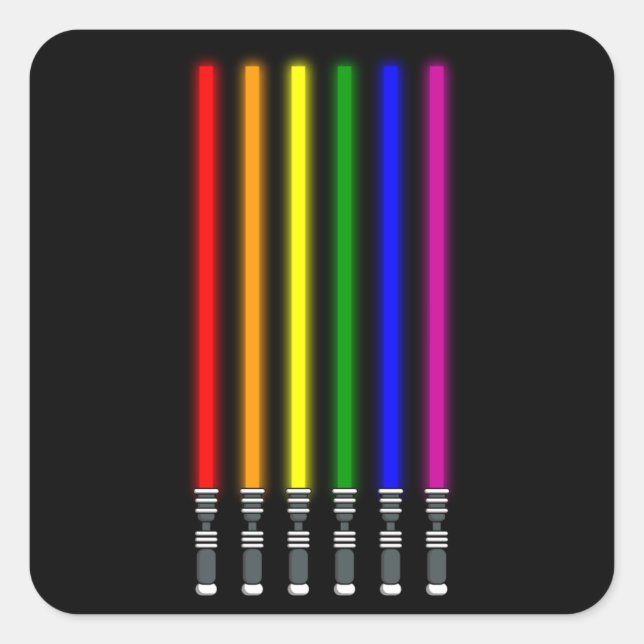 RAINBOW LIGHTSABER LGBT Pride Month LGBTQ Rainbow Square Sticker (Front)