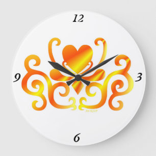 Rainbow Lily and Heart Large Clock