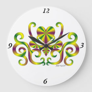 Rainbow Lily and Heart Large Clock