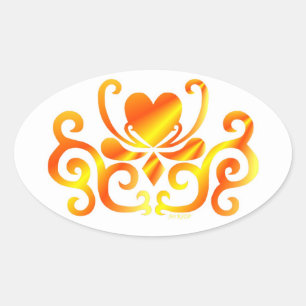 Rainbow Lily and Heart Oval Sticker