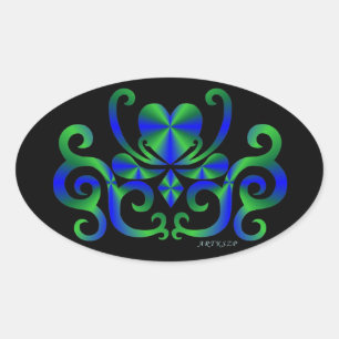 Rainbow Lily and Heart Oval Sticker