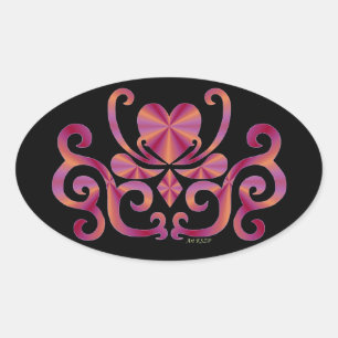 Rainbow Lily and Heart Oval Sticker