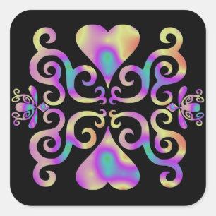 Rainbow Lily and Heart Square Sticker