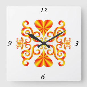 Rainbow Lily and Heart Square Wall Clock