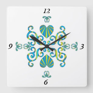 Rainbow Lily and Heart Square Wall Clock