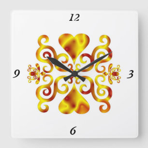 Rainbow Lily and Heart Square Wall Clock
