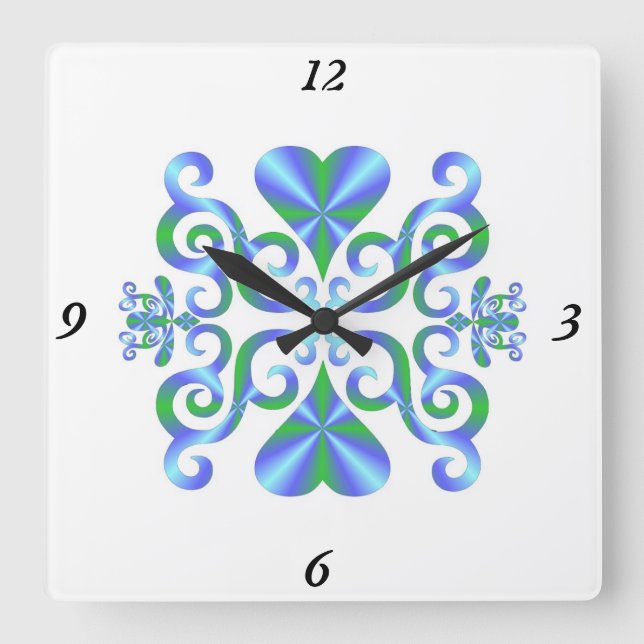 Rainbow Lily and Heart Square Wall Clock (Front)