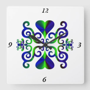 Rainbow Lily and Heart Square Wall Clock