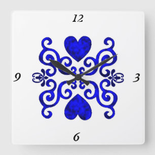 Rainbow Lily and Heart Square Wall Clock