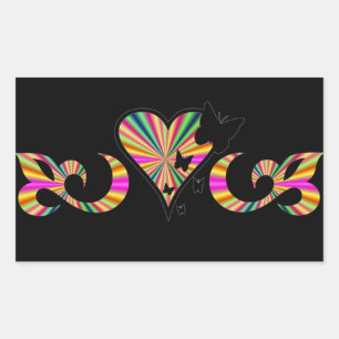 Rainbow Lily Heart and Butterfly Sticker