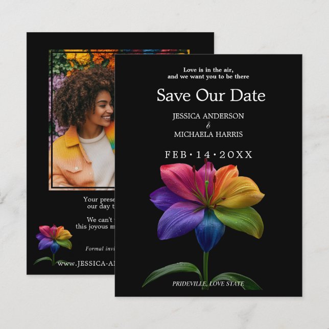 🌈 Rainbow Lily Save the Date — Photo Back (Front/Back)