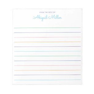Rainbow Lined Personalized Notepad
