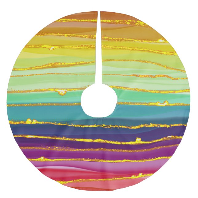 Rainbow lines: abstract luxury composition. brushed polyester tree skirt (Front)