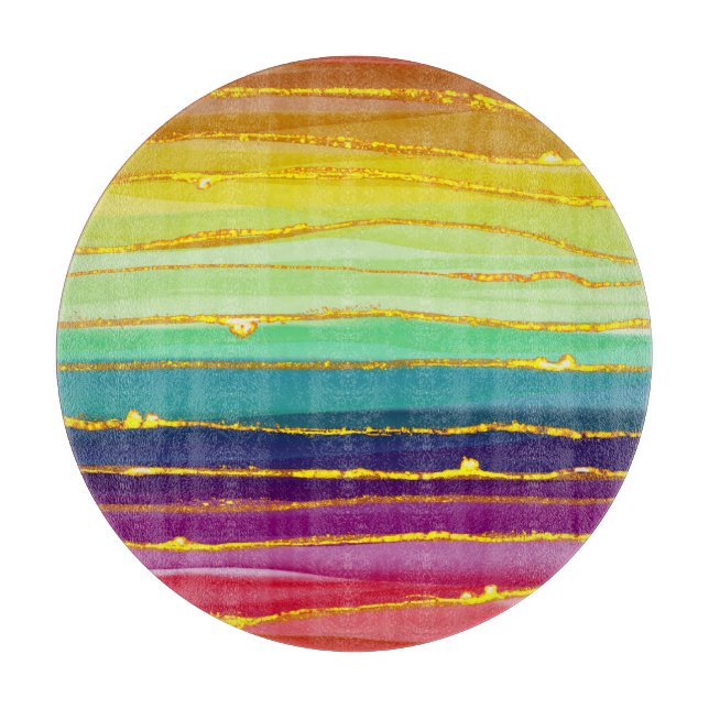 Rainbow lines: abstract luxury composition. cutting board (Front)