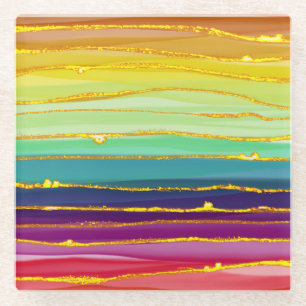 Rainbow lines: abstract luxury composition. glass coaster