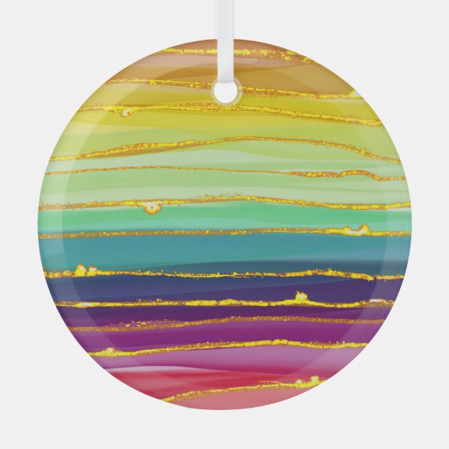 Rainbow lines: abstract luxury composition. glass ornament (Front)