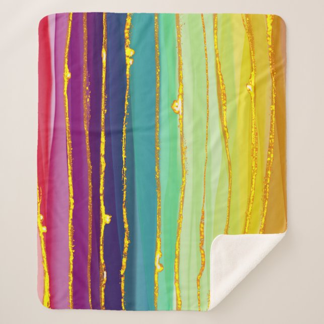 Rainbow lines: abstract luxury composition. sherpa blanket (Front)