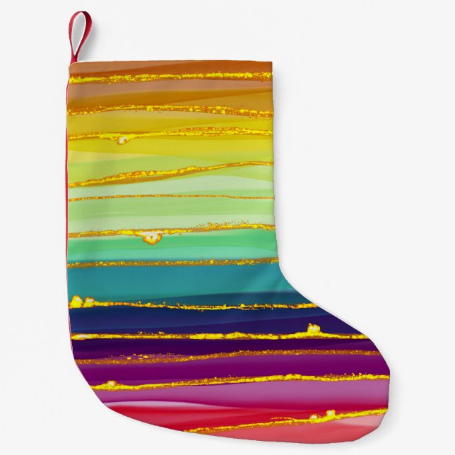 Rainbow lines: abstract luxury composition. small christmas stocking (Front)