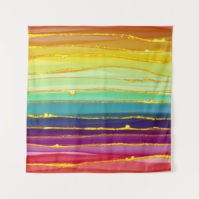 Rainbow lines: abstract luxury composition. tapestry (Front)