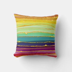 Rainbow lines: abstract luxury composition. throw pillow