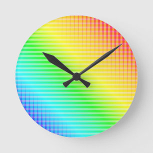 Rainbow Lines Round Clock