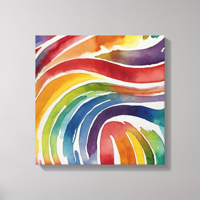 Rainbow lines Watercolor wall art (Front)