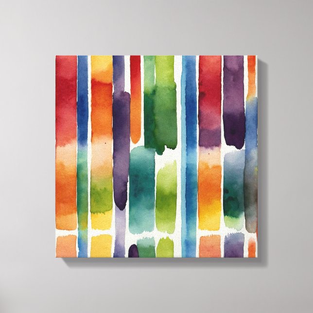 Rainbow lines Watercolor wall art (Front)