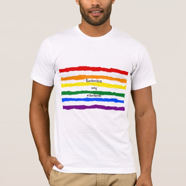 Rainbow Lines with Custom Text T-Shirt (Front)