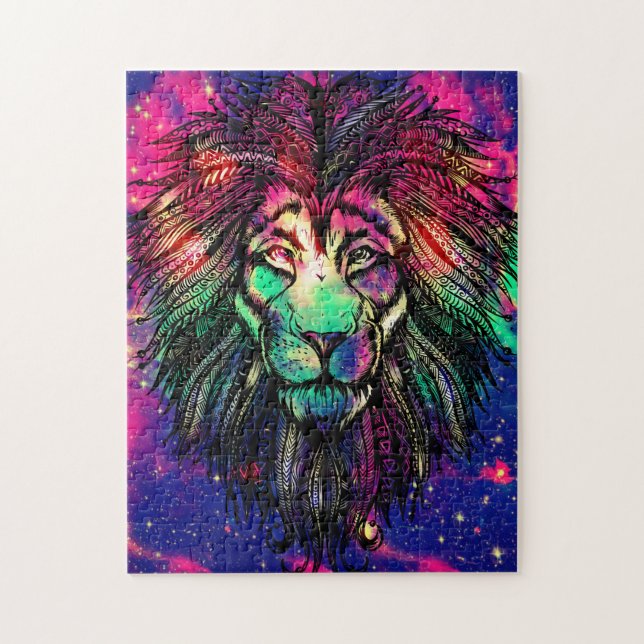 Rainbow Lion Hipster Galaxy Jigsaw Puzzle (Vertical)