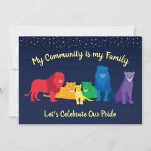 Rainbow Lion Pride LGBT Pride Party Invitation