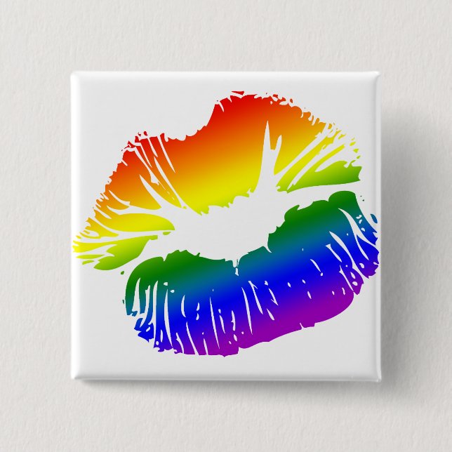 Rainbow Lips 1 2 Inch Square Button (Front)