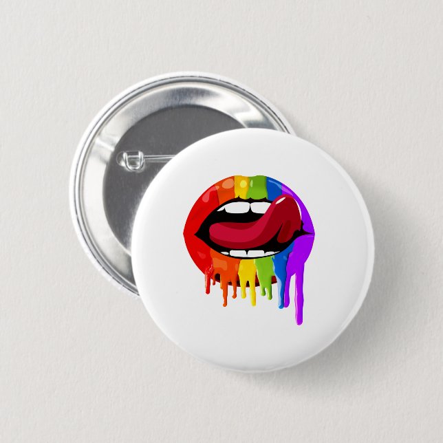 RAINBOW LIPS 2 INCH ROUND BUTTON (Front & Back)