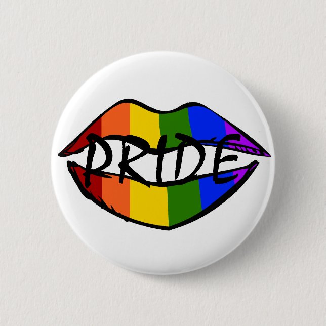 Rainbow Lips 2 Inch Round Button (Front)